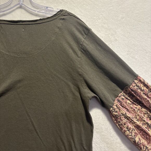 We The Free People Jade Floral Print Long Sleeve Top Olive Green Women's Size XS - Picture 9 of 13